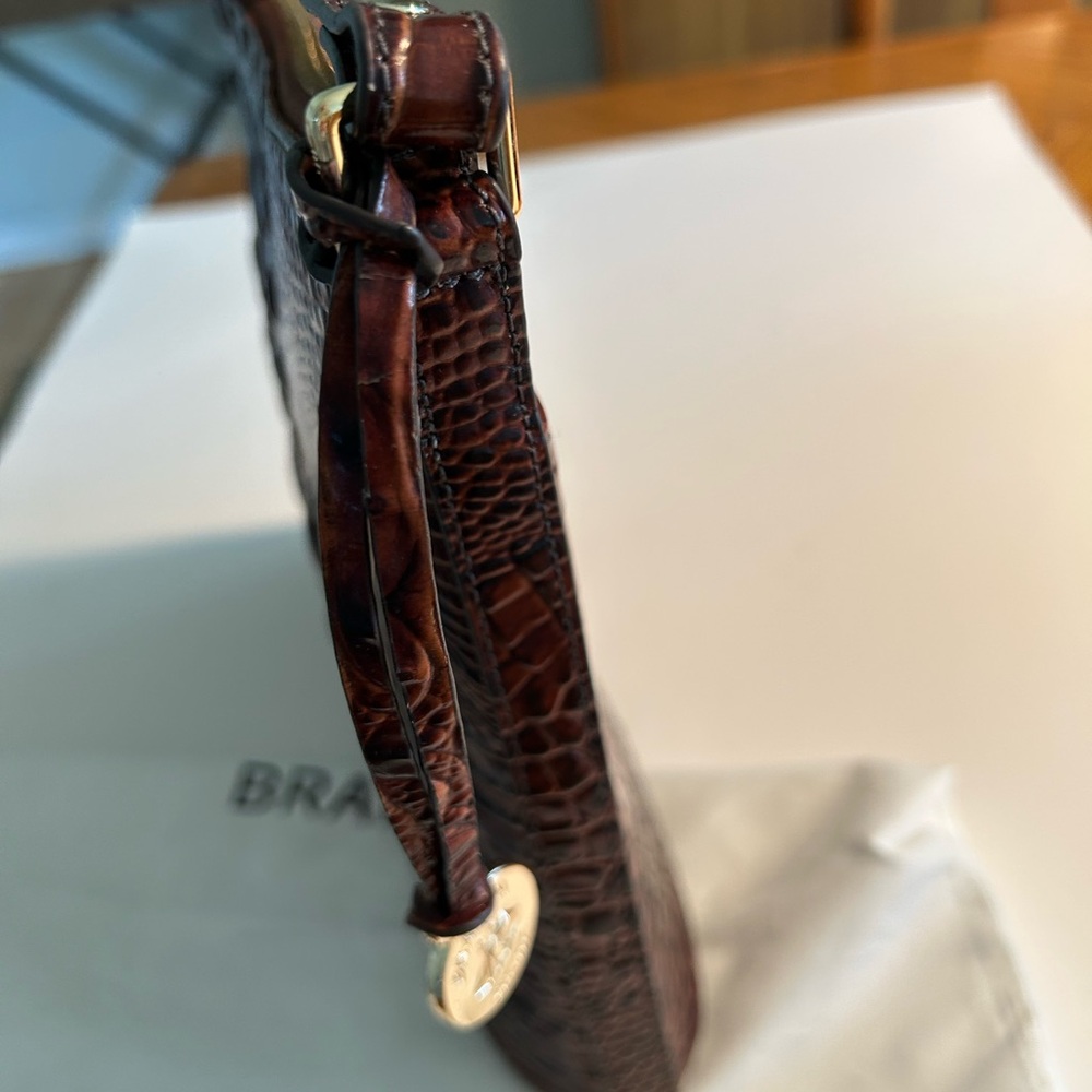 Like new Brahmin Brown Messenger Bag with Crocodile Embossed Leather - Picture 2 of 7